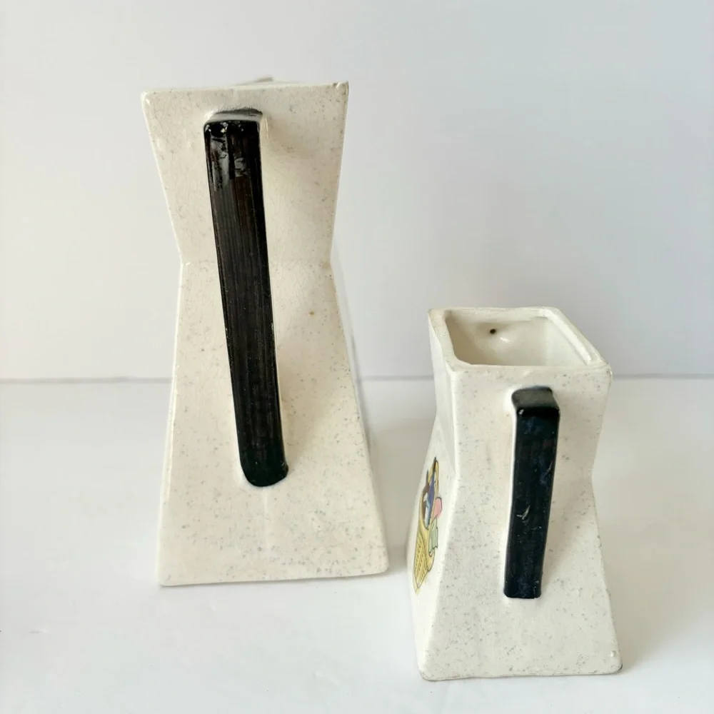 Vintage MCM‎ Speckled Stoneware Coffee Pot & Creamer Set